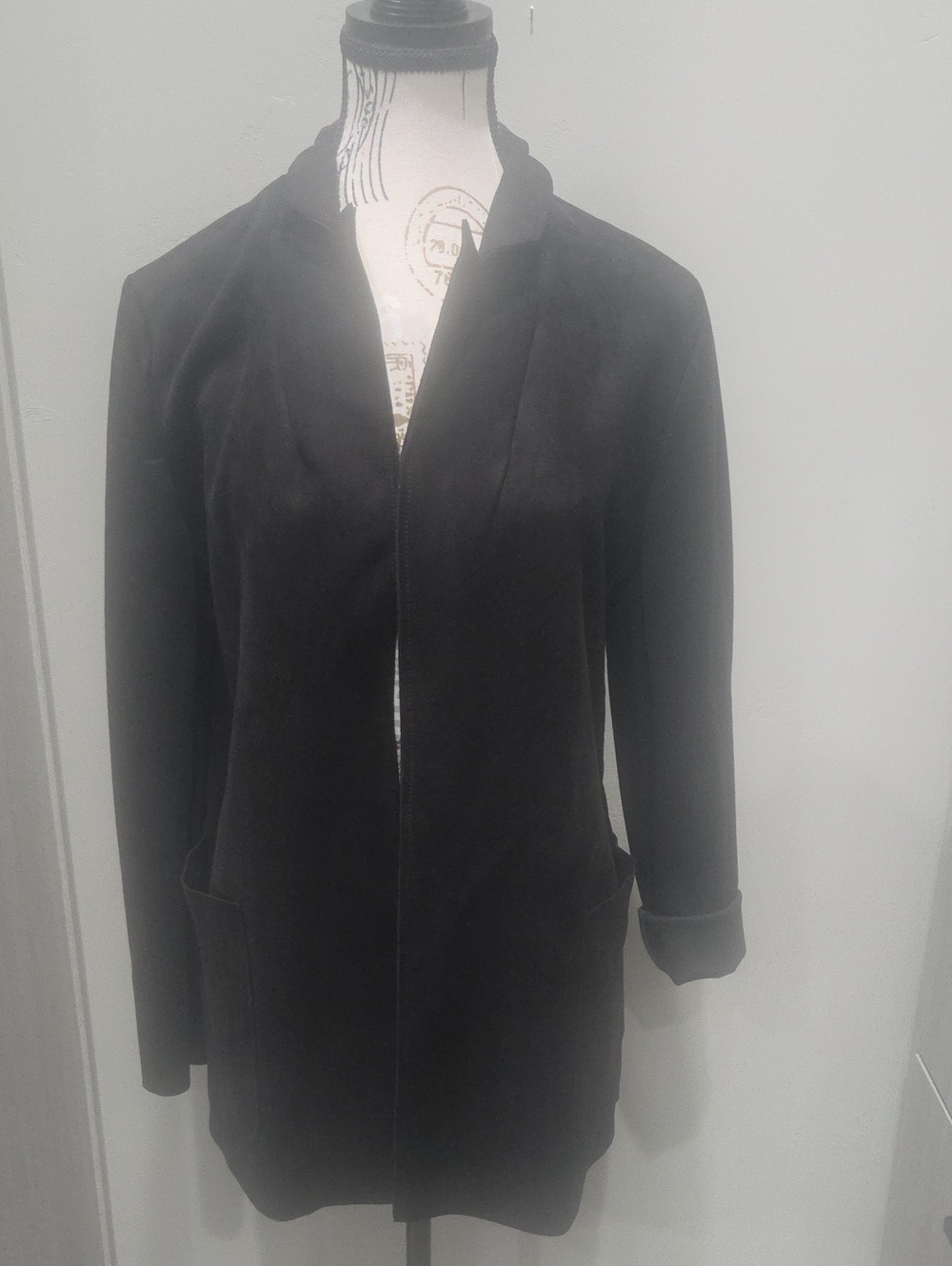 Premise Black Long Open-Front Blazer Jacket